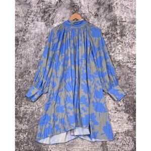 New Careste Dress 18 Womens Blue Floral Balloon Sleeve Tie Back Mini Plus Size